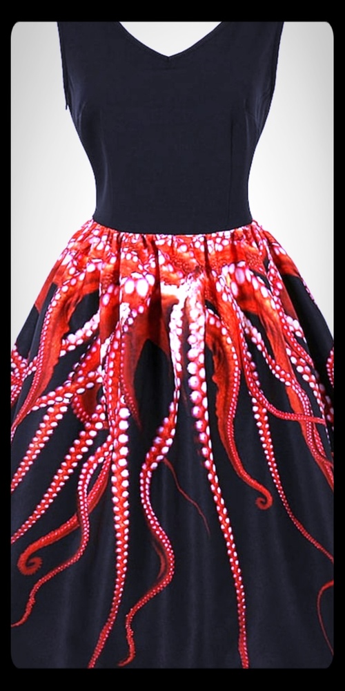 Octopus Print V Neckline Dress